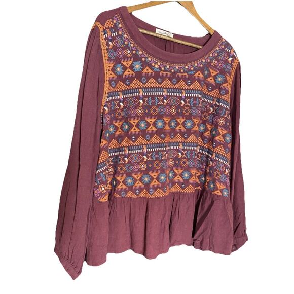 Perfectly Priscilla Women's Embroidered Floral Tunic Top Boho Multicolor Size 2X - Picture 1 of 10